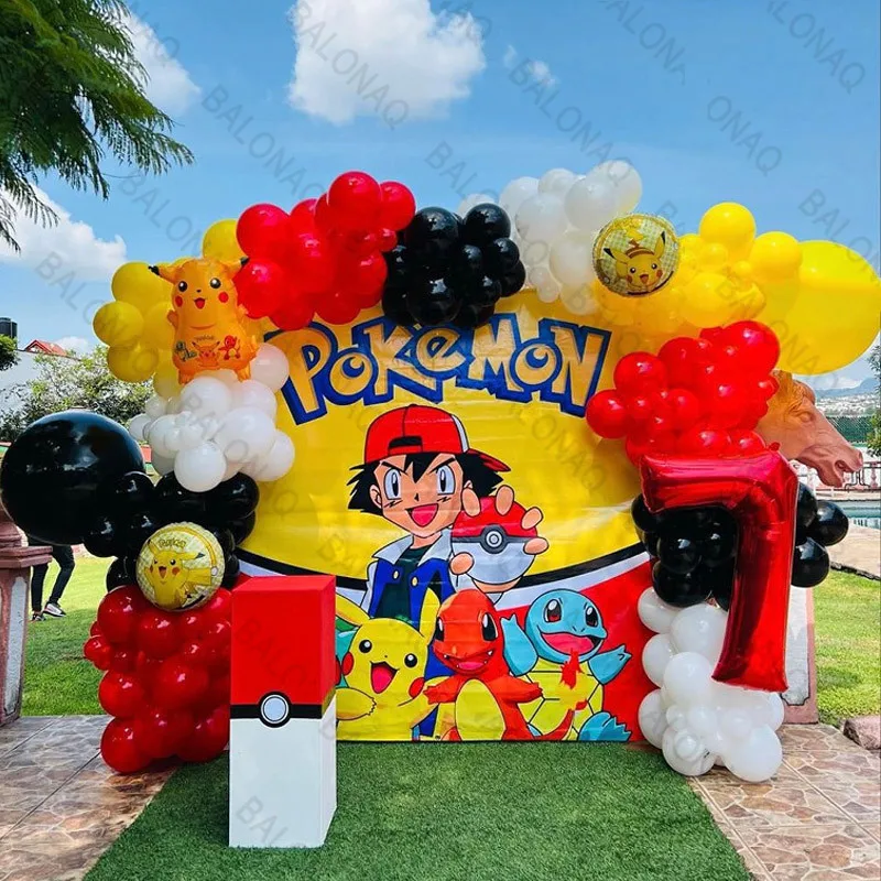 Balloon Arch Kit - 126pcs Set Balon Tema Kartun Pikachu,