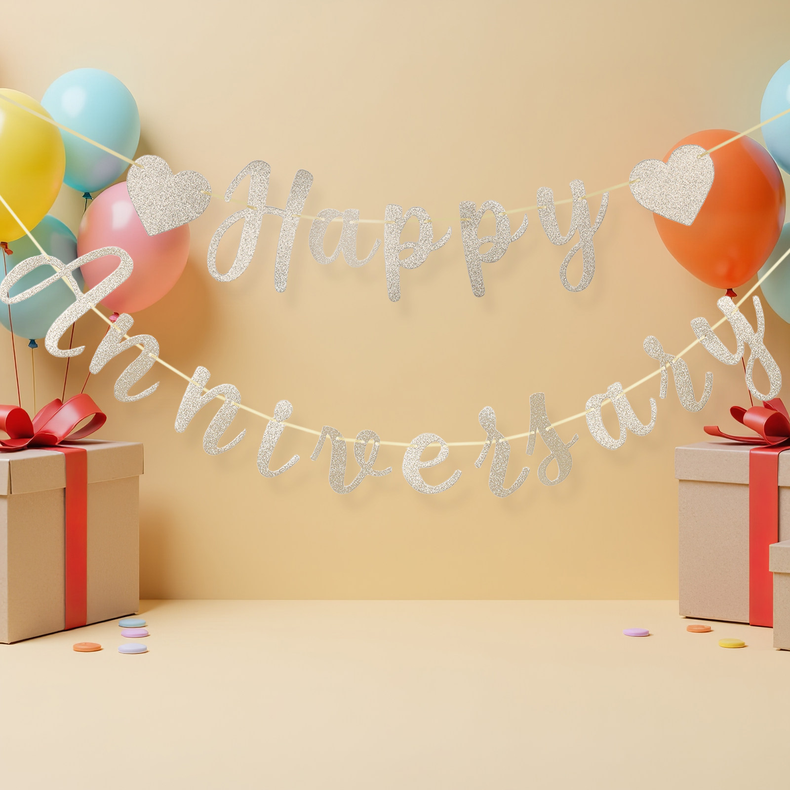 Party Banner Gold - Spanduk Selamat Ulang Tahun Pernikahan Berlapis