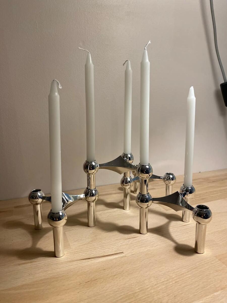 Centerpiece Stick - Tempat lilin logam, struktur molekul Nordik,