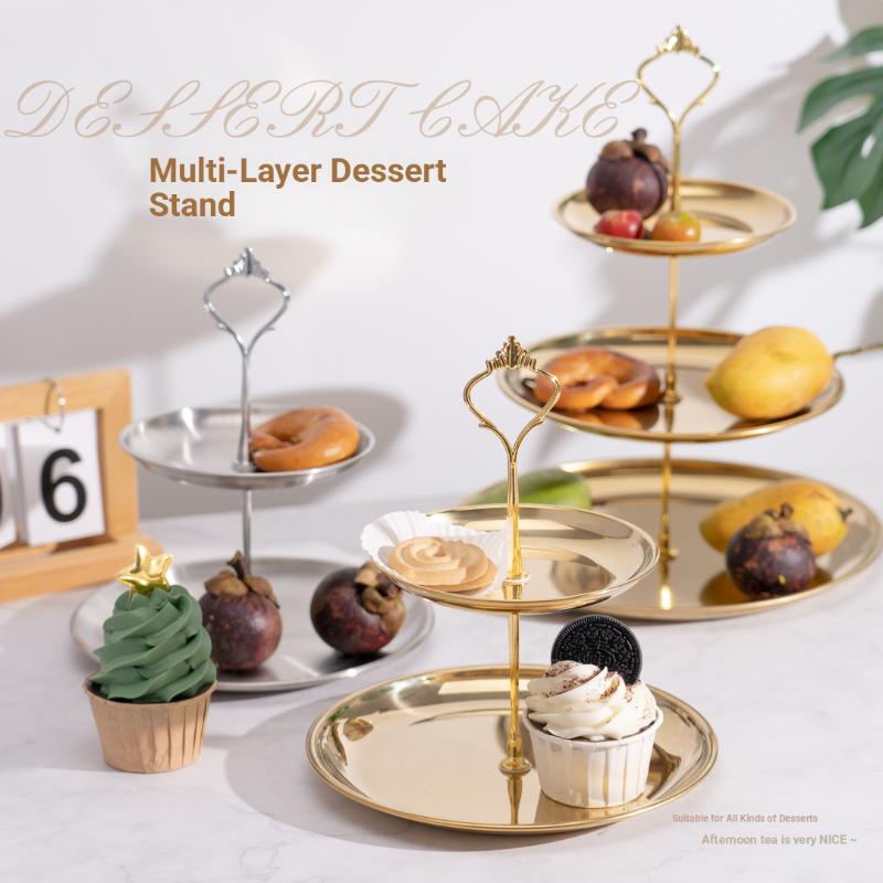 Cupcake Stand Tier - Stand Kue 2/3 Tingkat Emas Perak,