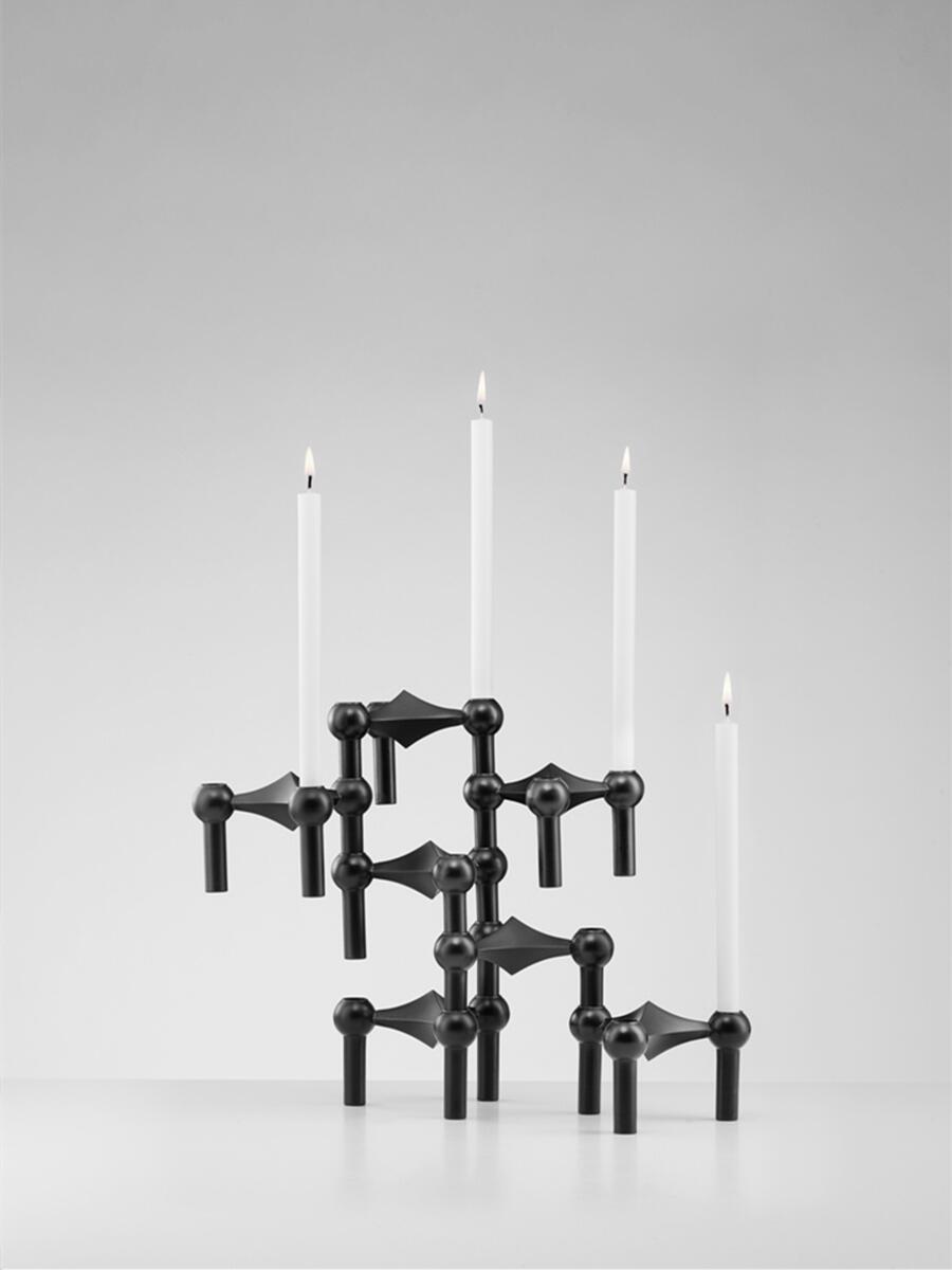 Centerpiece Stick - Tempat Lilin Struktur Molekul Logam Hitam,