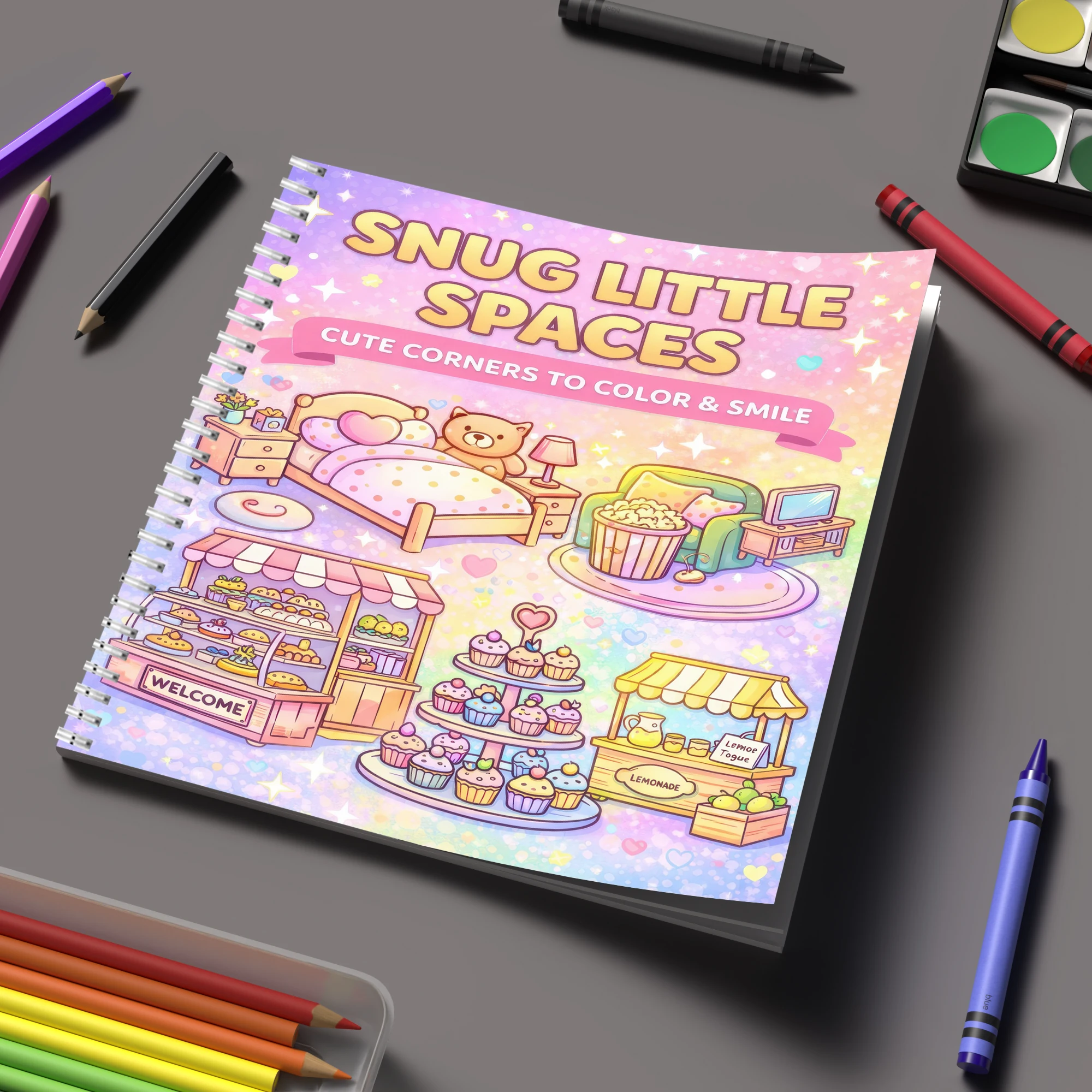Event Supplies - Buku Mewarnai Little Spaces untuk Dewasa,