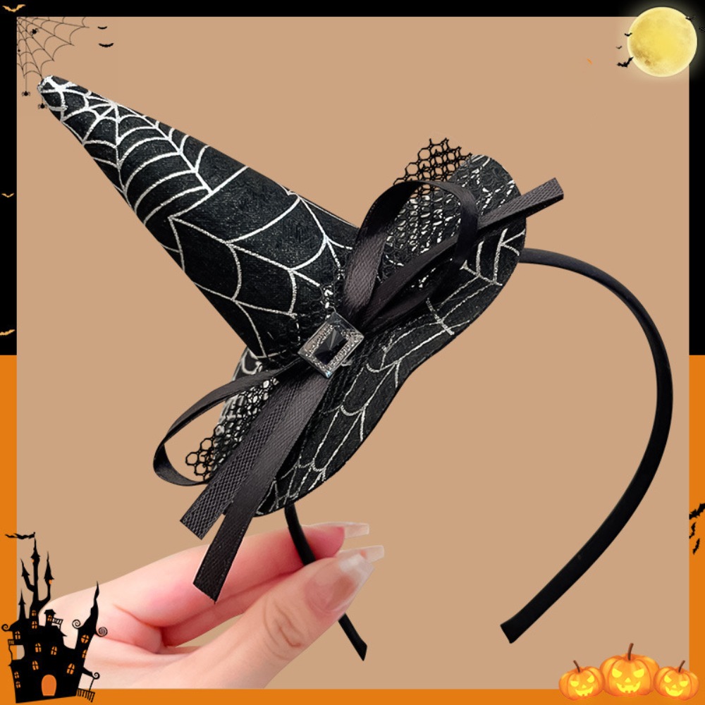 Party Hat Cone - Bando Topi Penyihir Laba-laba Halloween, Hiasan