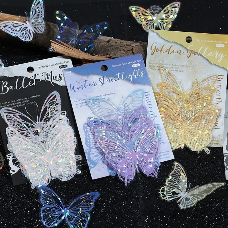 Party Event Supplier - Stiker Kupu-kupu 3D PET Berlapis Perunggu
