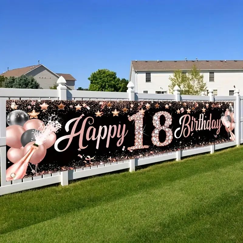 Party Banner Gold - Spanduk Ulang Tahun ke-18, Dekorasi Pesta