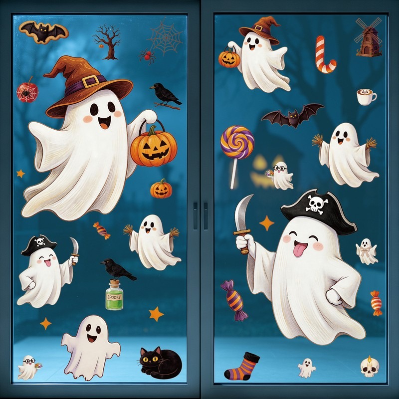 Party Event Supply Store - Stiker Halloween, Stiker Jendela Hantu, Stiker