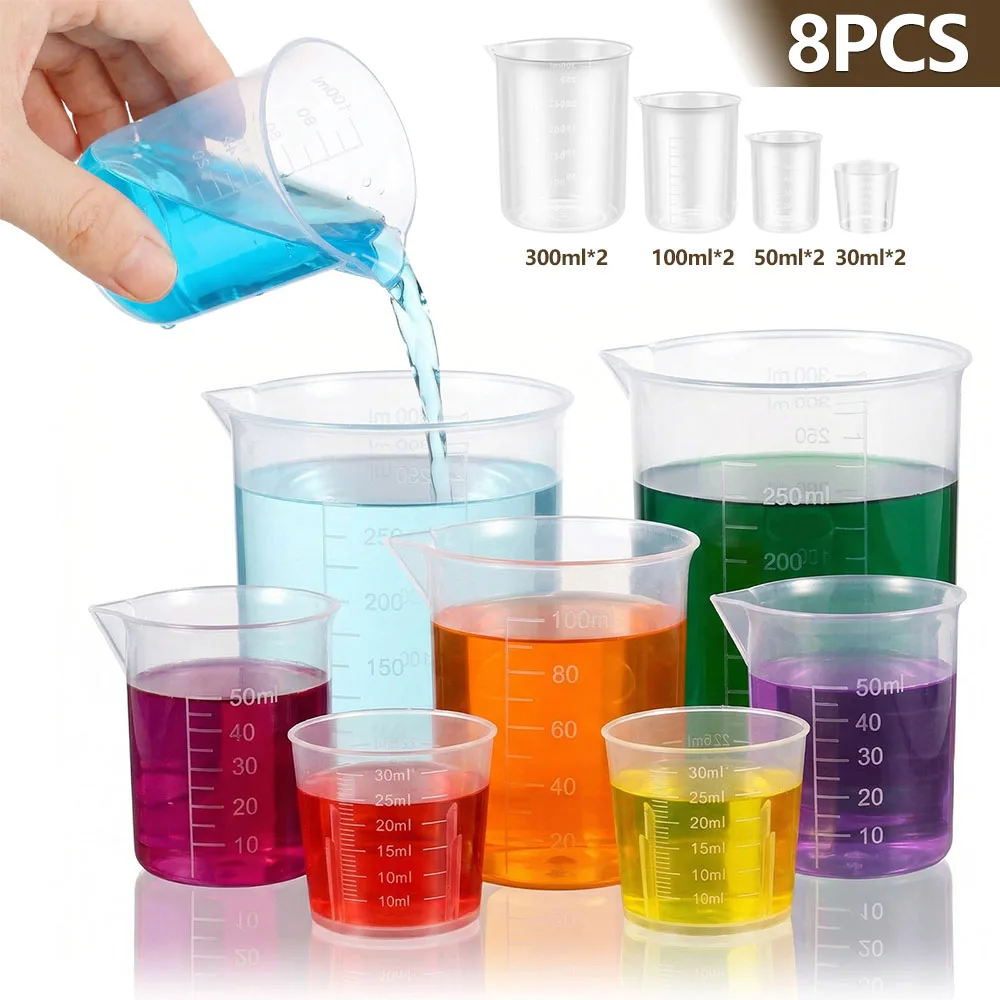 8 Buah Set Gelas Ukur Plastik  - Plastic Cup 50Pcs ulasan dan harga