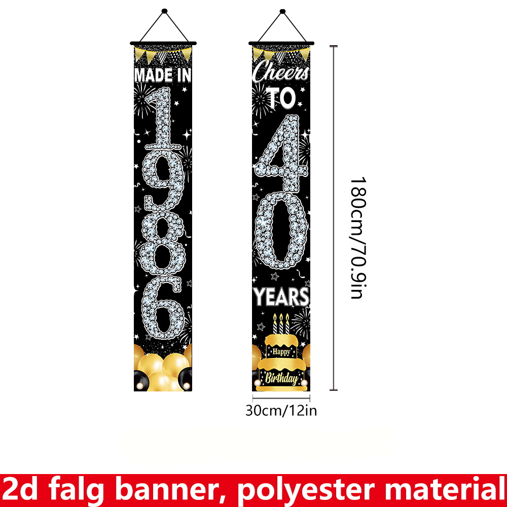 2 Buah Spanduk Ulang Tahun ke- - Party Banner Gold ulasan dan harga