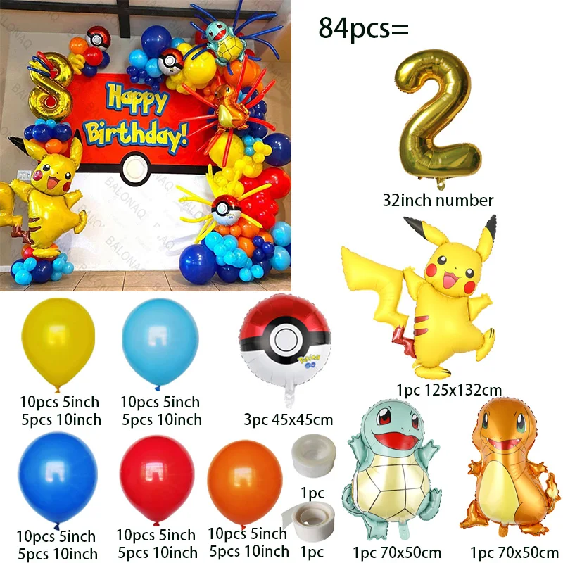 84 Buah Balon Pesta Pikachu Ki - Balloon Arch Kit ulasan dan harga