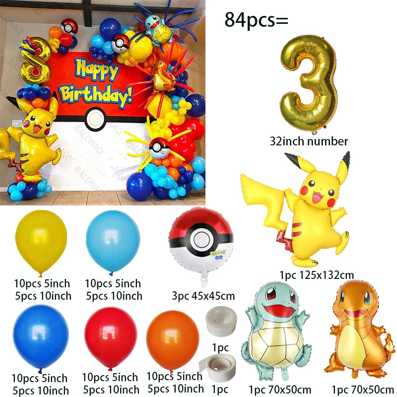84 Buah Balon Pesta Pikachu Ki - Balloon Arch Kit ulasan dan harga