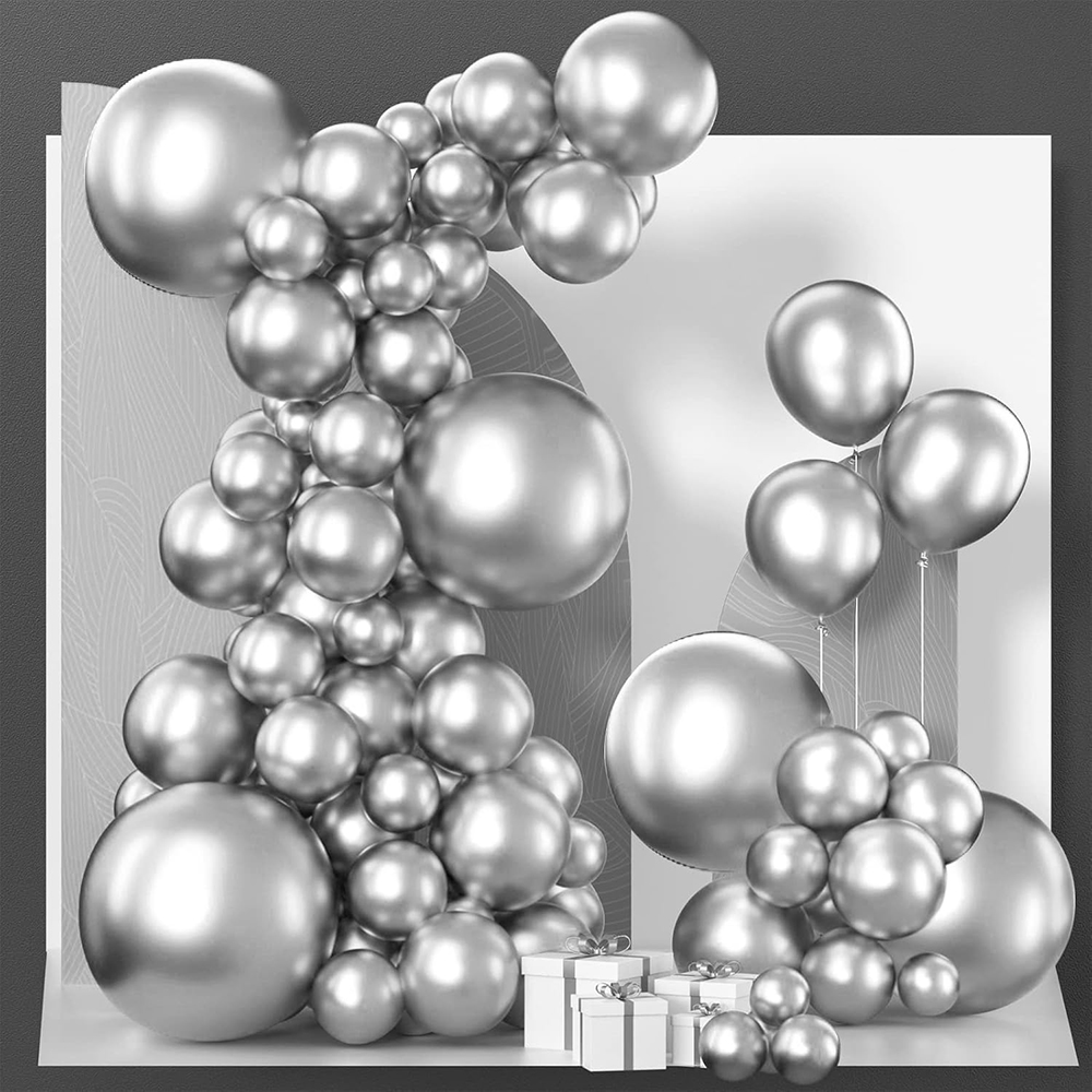 68Pcs Balon Metalik Perak Garl - Balloon Arch Kit ulasan dan harga