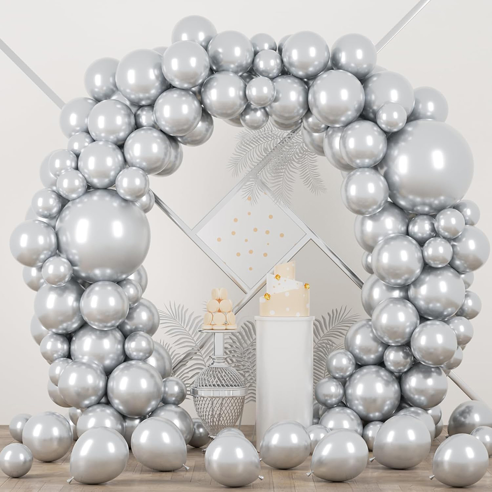 68Pcs Balon Metalik Perak Garl - Balloon Arch Kit ulasan dan harga