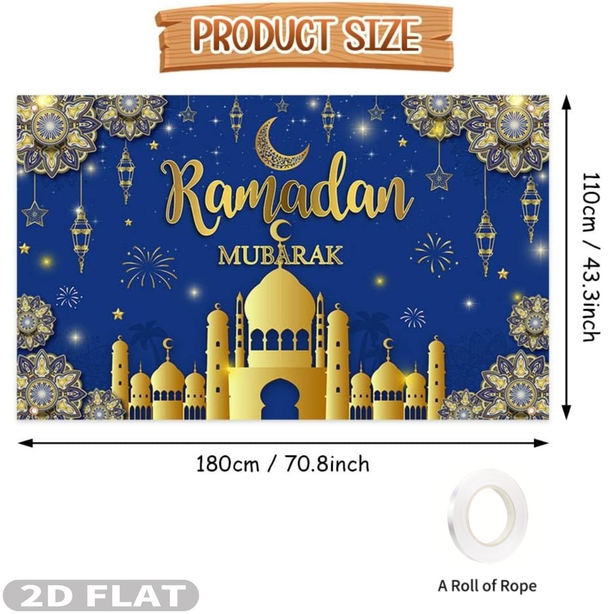 Backdrop Perayaan Ramadan Muba - Party Banner Gold ulasan dan harga