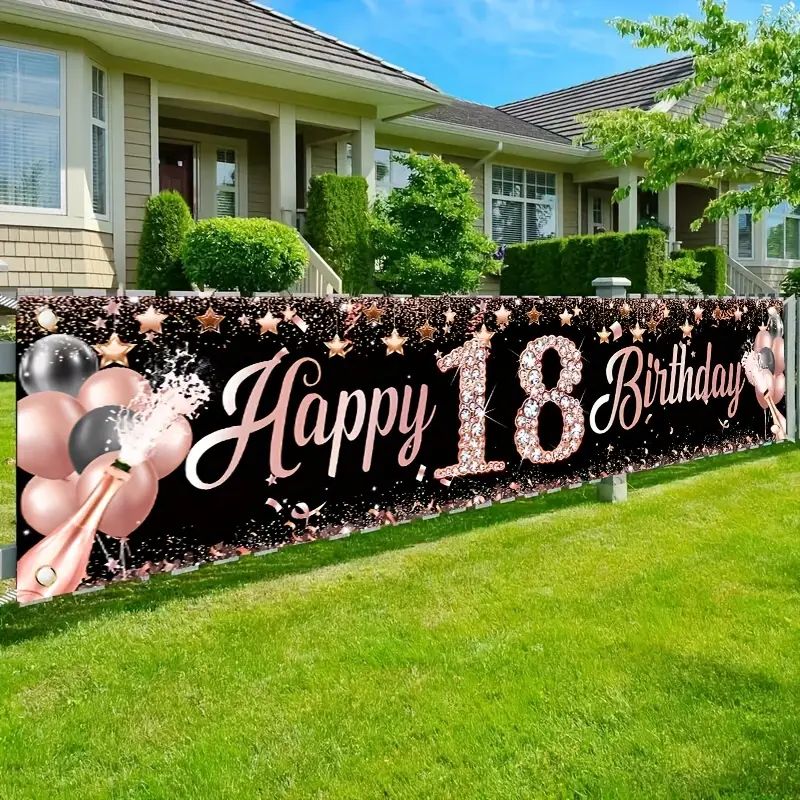 Spanduk Ulang Tahun ke-18, Dek - Party Banner Gold ulasan dan harga