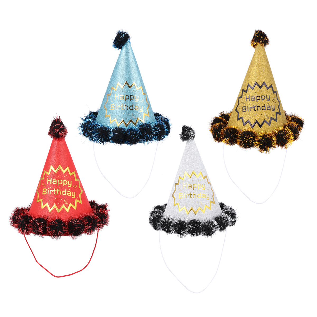 4 buah topi ulang tahun berkil - Party Hat Cone ulasan dan harga