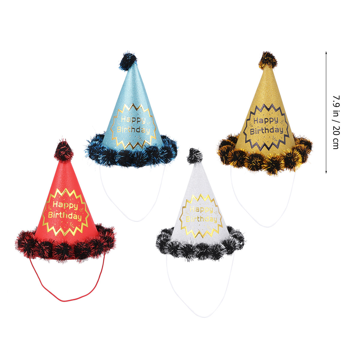 4 buah topi ulang tahun berkil - Party Hat Cone ulasan dan harga